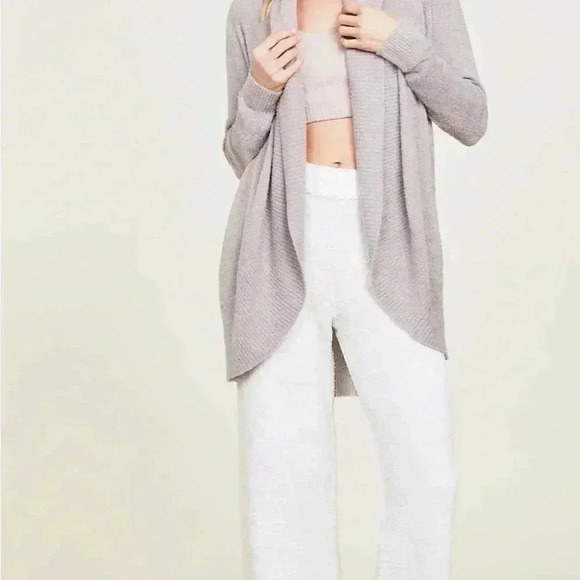 BAREFOOT DREAMS Cozy Knit Cardigan in Light Gray - Picture 1 of 6